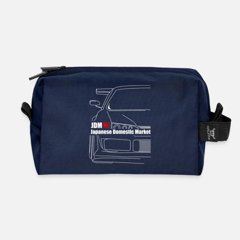 jdm with silhouette - Recycled Toiletry Zip Bag - navy