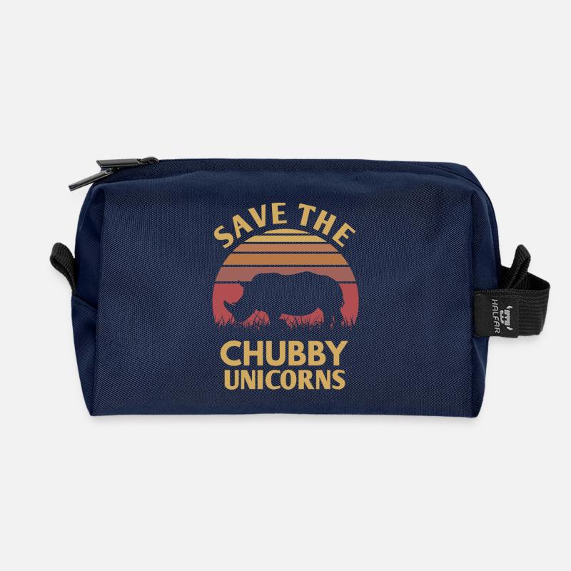 Save the Chubby Unicorns Design - Recycelte Kulturtasche - Navy