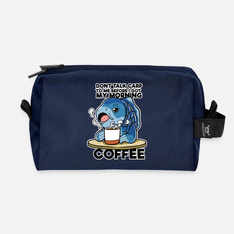 Lustiges Karpfenangeln Kaffeehemd-Angler-Geschenk - Recycelte Kulturtasche - Navy