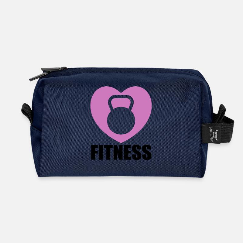 Kettlebell Design in lila Herz - Recycelte Kulturtasche - Navy
