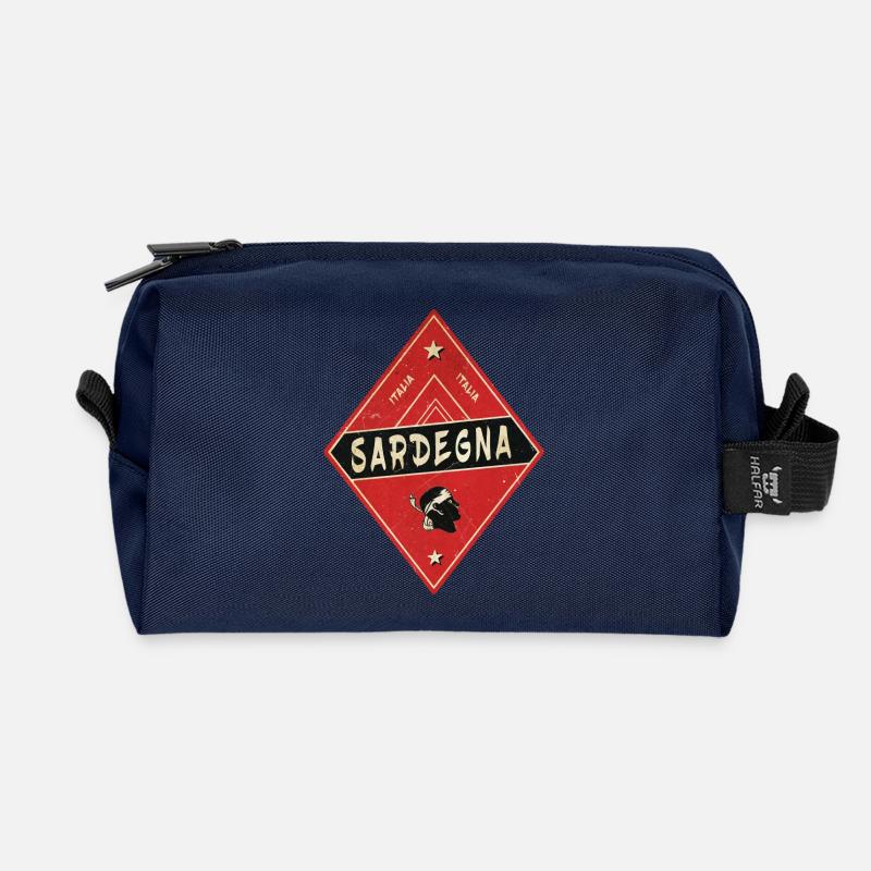 Sardinien Vintage Design - Recycelte Kulturtasche - Navy