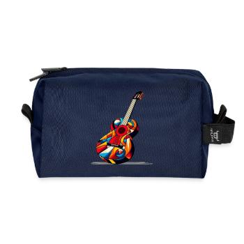 Multicolored Cubist Style Classical Guitar - Recycled Toiletry Zip Bag - navy - Front