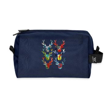 Têtes de cerf colorées abstraites - Trousse de toilette en tissu recyclé - marine - Devant
