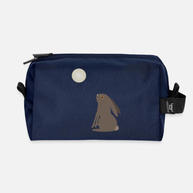 Magical Wiccan Hare and Pentacle Moon - Recycled Toiletry Zip Bag - navy