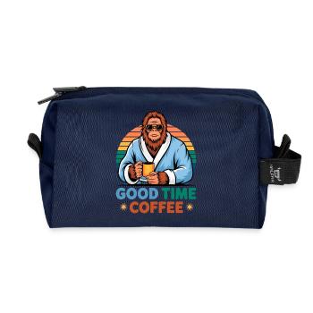 Good Time Coffee Bigfoot 80s Funny Humor Vintage. - Recycled Toiletry Zip Bag - navy - Front