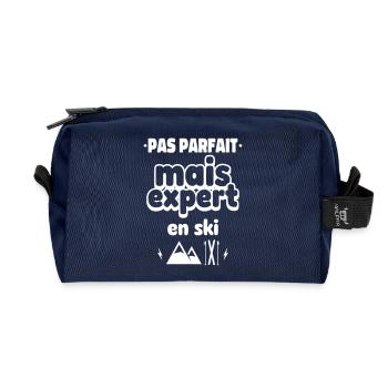 pas parfait expert en ski - Trousse de toilette en tissu recyclé - marine - Devant