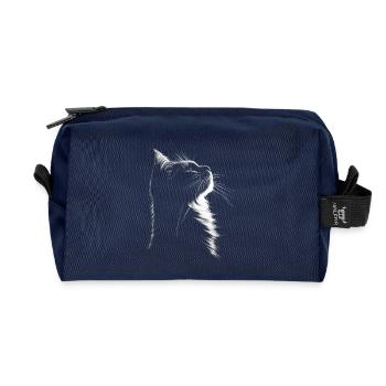Katze Profil Silhouette Portrait Katzen Kitten - Recycelte Kulturtasche - Navy - Vorne