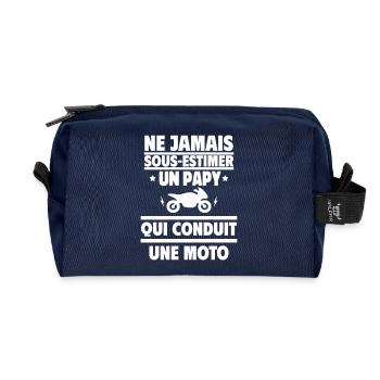 Ne sous-estimez jamais un papy motard - Trousse de toilette en tissu recyclé - marine - Devant