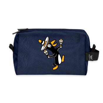 Pingouin, hochet, fête, culture mexicaine, chapeau, Fun - Trousse de toilette en tissu recyclé - marine - Devant