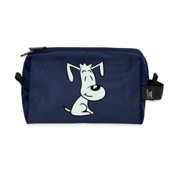 Hund Sitzt Süß Kleiner Glücklicher Welpe Haustier - Recycelte Kulturtasche - Navy - Vorne