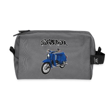 Schwalbe (blau) // Illustration - Recycelte Kulturtasche - Anthrazit - Vorne