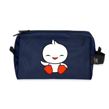 Ente sitzt freundlich glücklich Begrüßung Winken - Recycelte Kulturtasche - Navy - Vorne