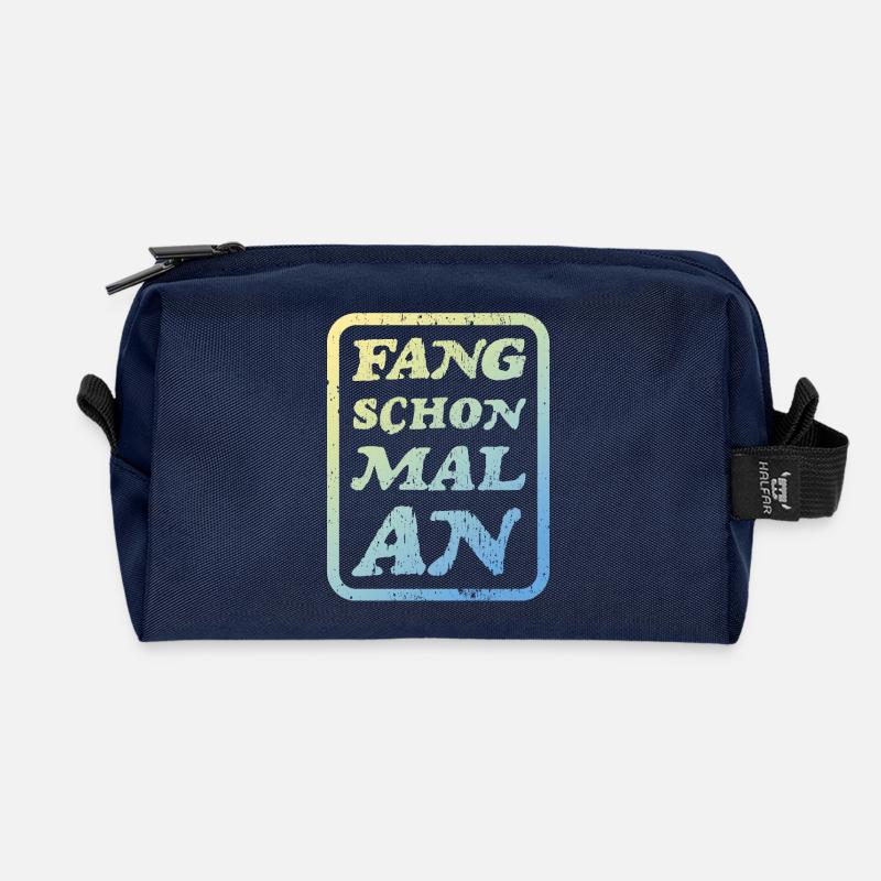 Lustige Sprüche. Fang schon mal an - Recycelte Kulturtasche - Navy