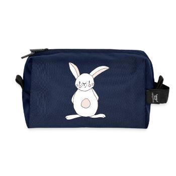 Niedlicher Hasenkarikatur Druck - Recycelte Kulturtasche - Navy - Vorne