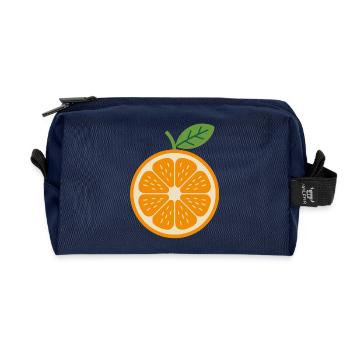 Saftige Orange Minimalistische Zitrusfrucht Grafik - Recycelte Kulturtasche - Navy - Vorne