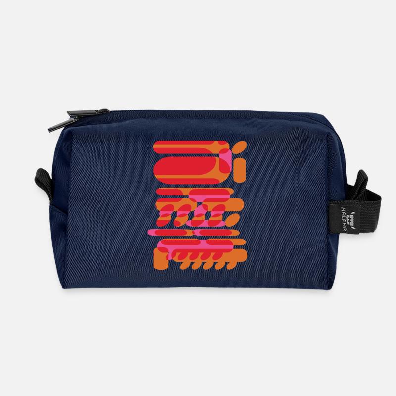 Abstrakte grafische Formen im Techno-Design - Recycelte Kulturtasche - Navy