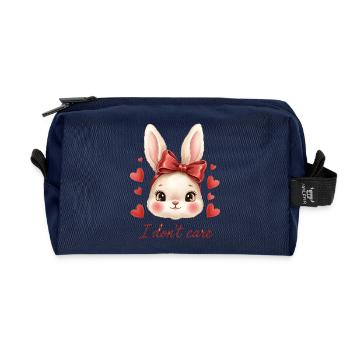 Lapin Kawaii avec cœurs à arc rouge - Trousse de toilette en tissu recyclé - marine - Devant
