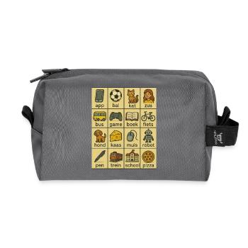 Dutch Word Grid Learning Card - Recycled Toiletry Zip Bag - anthracite - Front