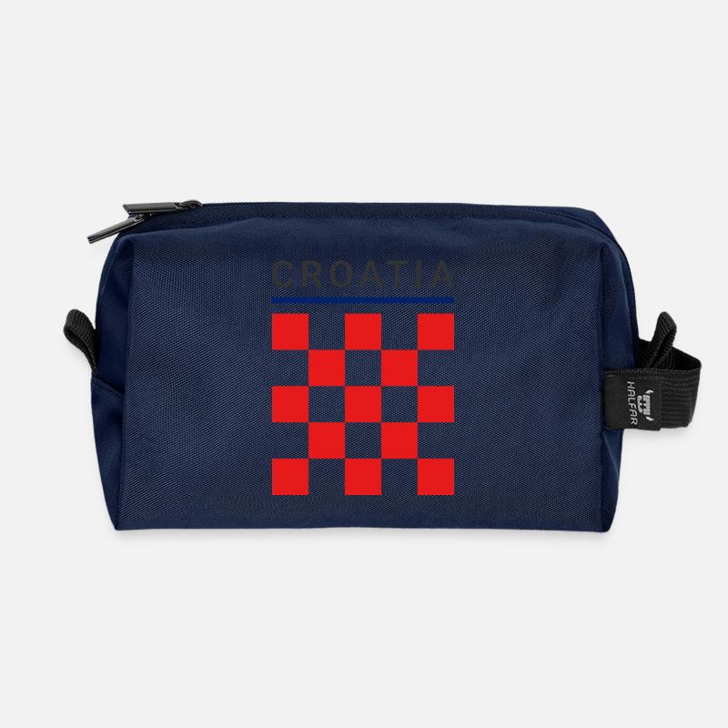 Croatia Checkerboard - Recycled Toiletry Zip Bag - navy