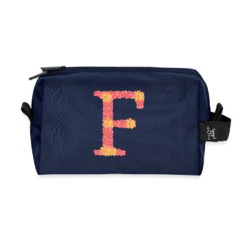 Your initial "F" with flowers - Recycled Toiletry Zip Bag - navy - Front
