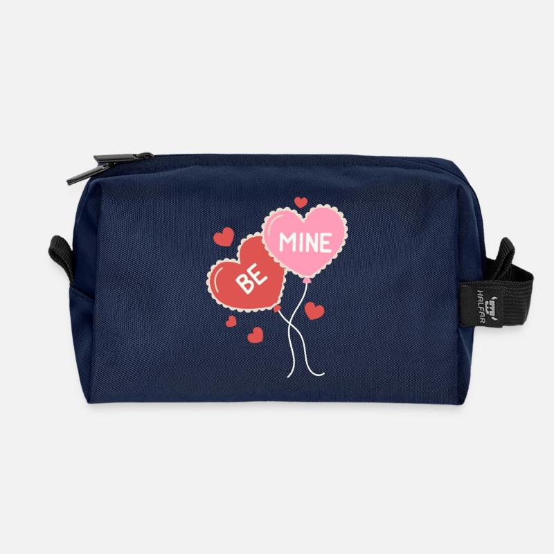 Be Mine - message of love - Recycled Toiletry Zip Bag - navy