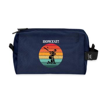 Cricket Batsman at Sunset - Recycled Toiletry Zip Bag - navy - Front