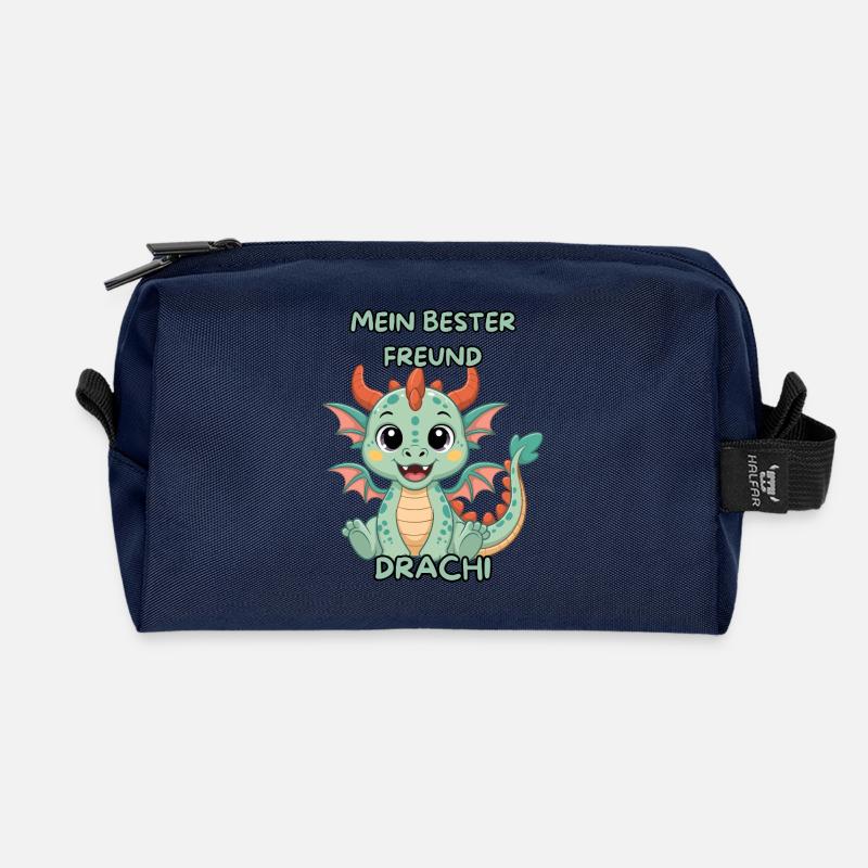 Mein bester Freund Drachi - Recycelte Kulturtasche - Navy