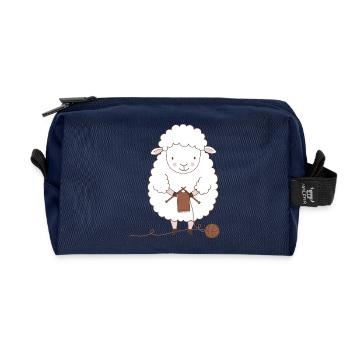 Mouton Tricoteur Laine et Aiguilles  - Trousse de toilette en tissu recyclé - marine - Devant