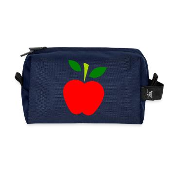 Minimalistischer roter Apfel mit Blättern - Recycelte Kulturtasche - Navy - Vorne
