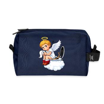 Ange sur les toilettes – motif de nuage - Trousse de toilette en tissu recyclé - marine - Devant