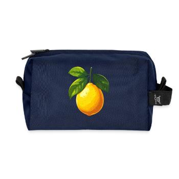 lemon - Recycled Toiletry Zip Bag - navy - Front