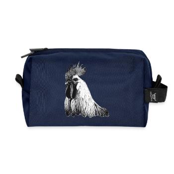 Fans de poulet - Coq - Coq - Poulet fleur - Bio - Trousse de toilette en tissu recyclé - marine - Devant