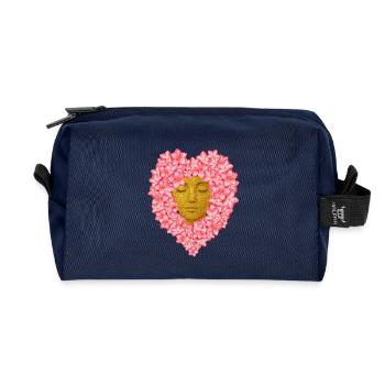 Floral Woman Face / Feminin Flower Illustration - Recycelte Kulturtasche - Navy - Vorne