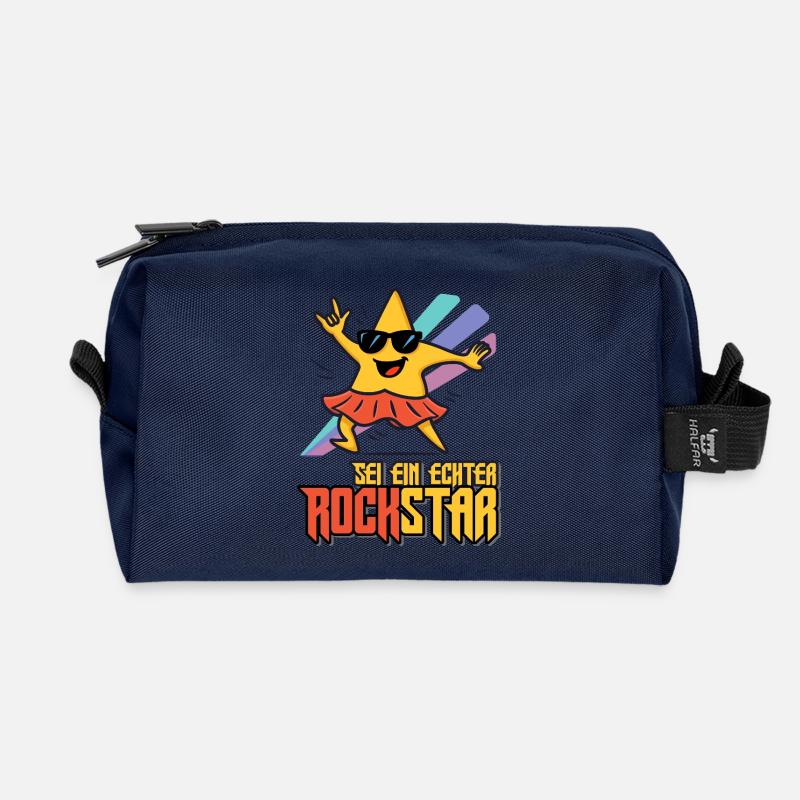 Sei ein echter Rock-Star Lustiges Stern Shirt - Recycelte Kulturtasche - Navy