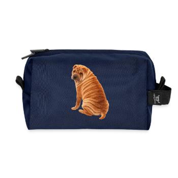Seated Shar Pei - Recycled Toiletry Zip Bag - navy - Front
