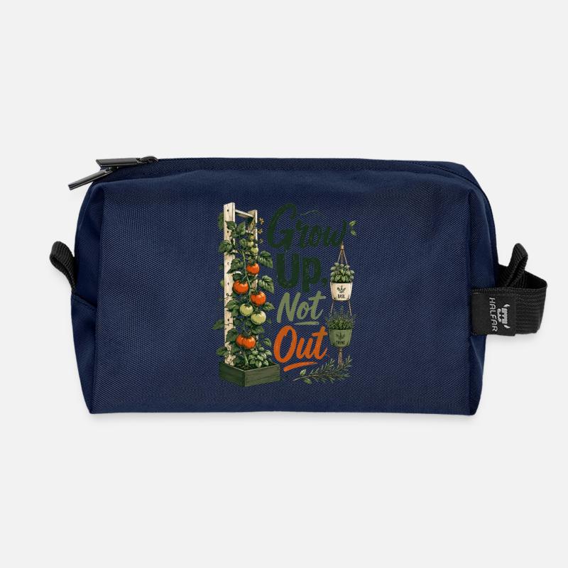Grow Up Not Out - Recycled Toiletry Zip Bag - navy