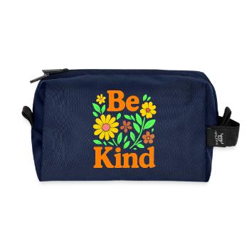 Expression florale joyeuse pour des vibrations positives - Trousse de toilette en tissu recyclé - marine - Devant