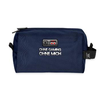 OHNE GAMING OHNE MICH + NES Controller - Gaming - Recycelte Kulturtasche - Navy - Vorne