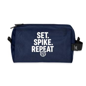 Volley Ball Smash and Repeat Volley Volleyball - Recycled Toiletry Zip Bag - navy - Front