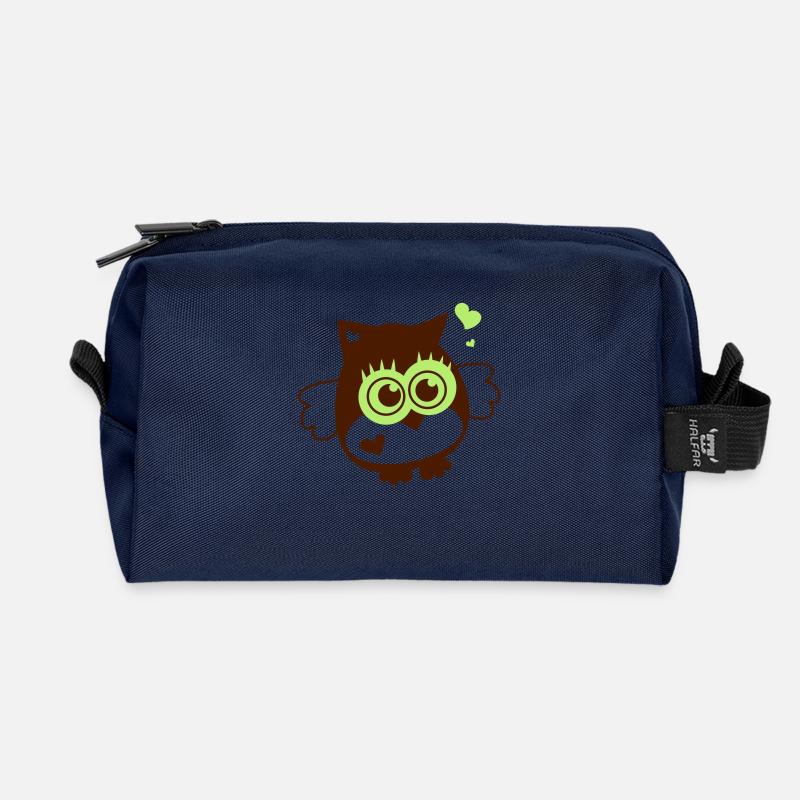 Eule - Kawaii mit Herzen - Recycelte Kulturtasche - Navy