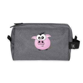 Schweinchen - Recycelte Kulturtasche - Anthrazit - Vorne