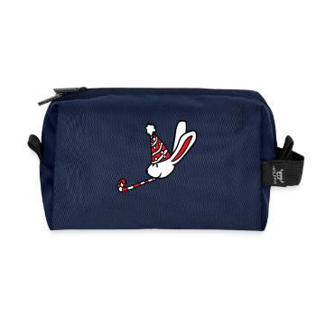 Lapin Anniversaire Années Vieux Cadeau Serviette Chapeau de fête - Trousse de toilette en tissu recyclé - marine - Devant