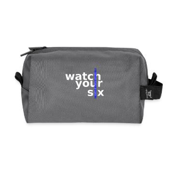 watch your six - Recycelte Kulturtasche - Anthrazit - Vorne