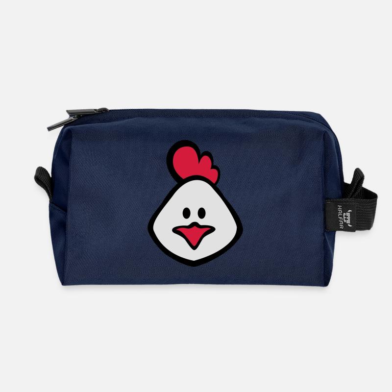chicken 3c - Recycled Toiletry Zip Bag - navy