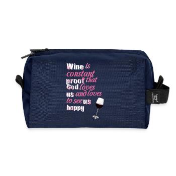 Le vin est une preuve constante ... - imagées - Funny Quotes - Trousse de toilette en tissu recyclé - marine - Devant