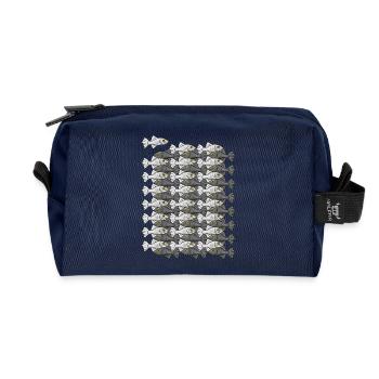 Escher Style Fish IV Schwarz und Weiß - Recycelte Kulturtasche - Navy - Vorne
