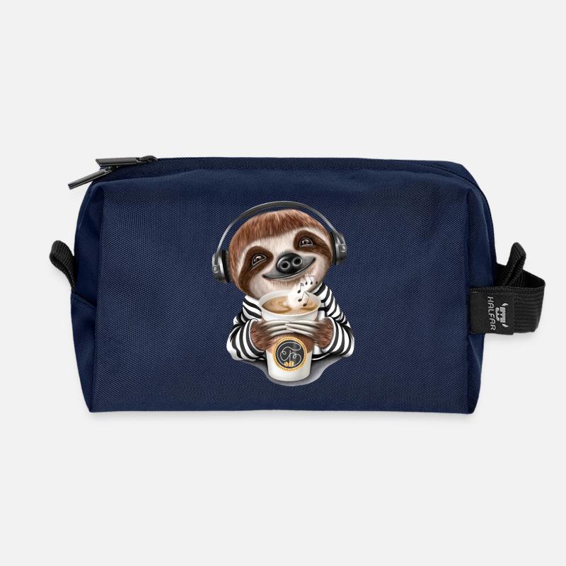 Lustiges Faultier Kaffee Kopfhörer Musik - Recycelte Kulturtasche - Navy