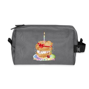 Pour votre anniversaire un feuilleté à la crème fourré avec bougie - Trousse de toilette en tissu recyclé - anthracite - Devant