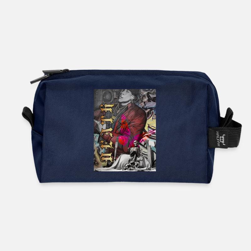 Urbaner Graffiti-Schädel-Schmetterling - Recycelte Kulturtasche - Navy
