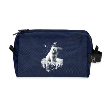 Ours polaire avec une couronne sur la banquise faune arctique - Trousse de toilette en tissu recyclé - marine - Devant